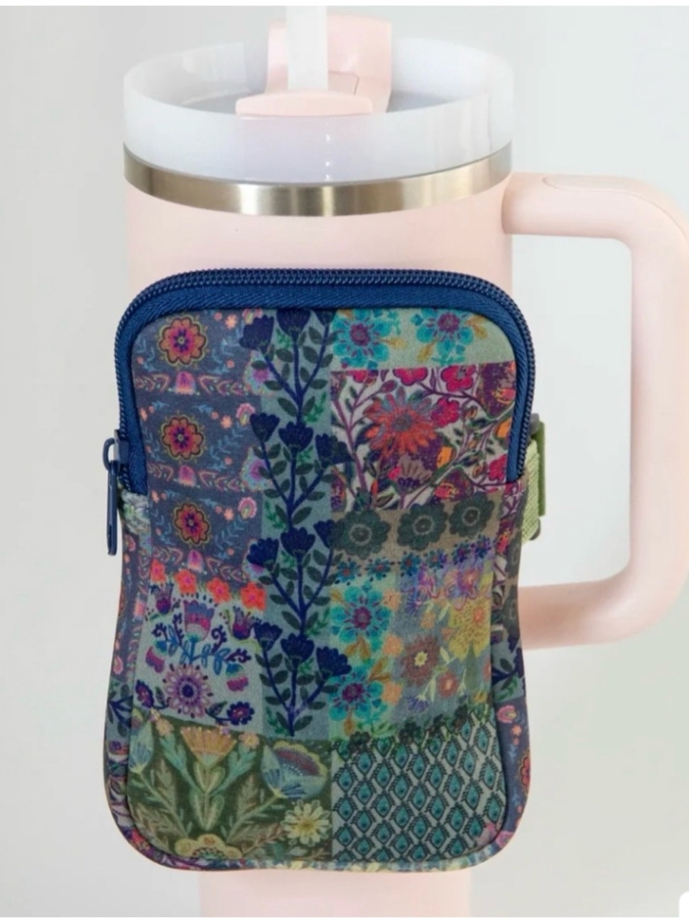 NATURAL LIFE Blue Floral Patchwork 4”X6” Pouch For Waterbottle